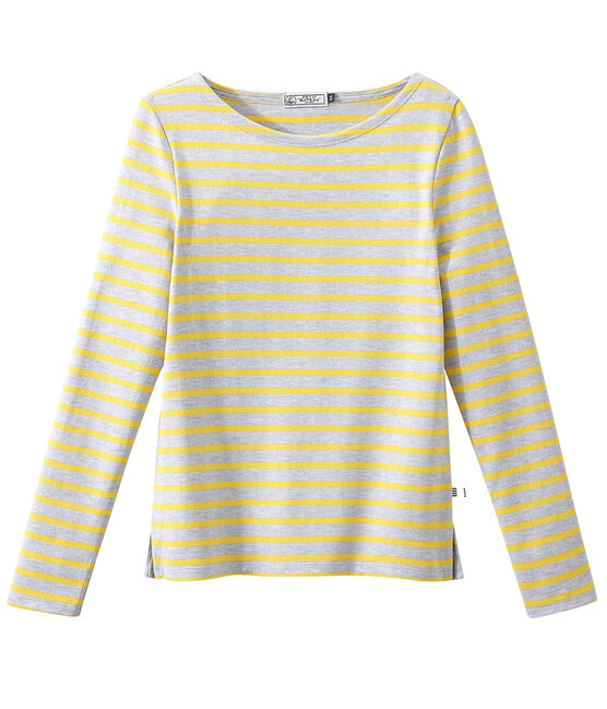 Marinière iconique pour femme gris POUSSIERE/jaune BLE