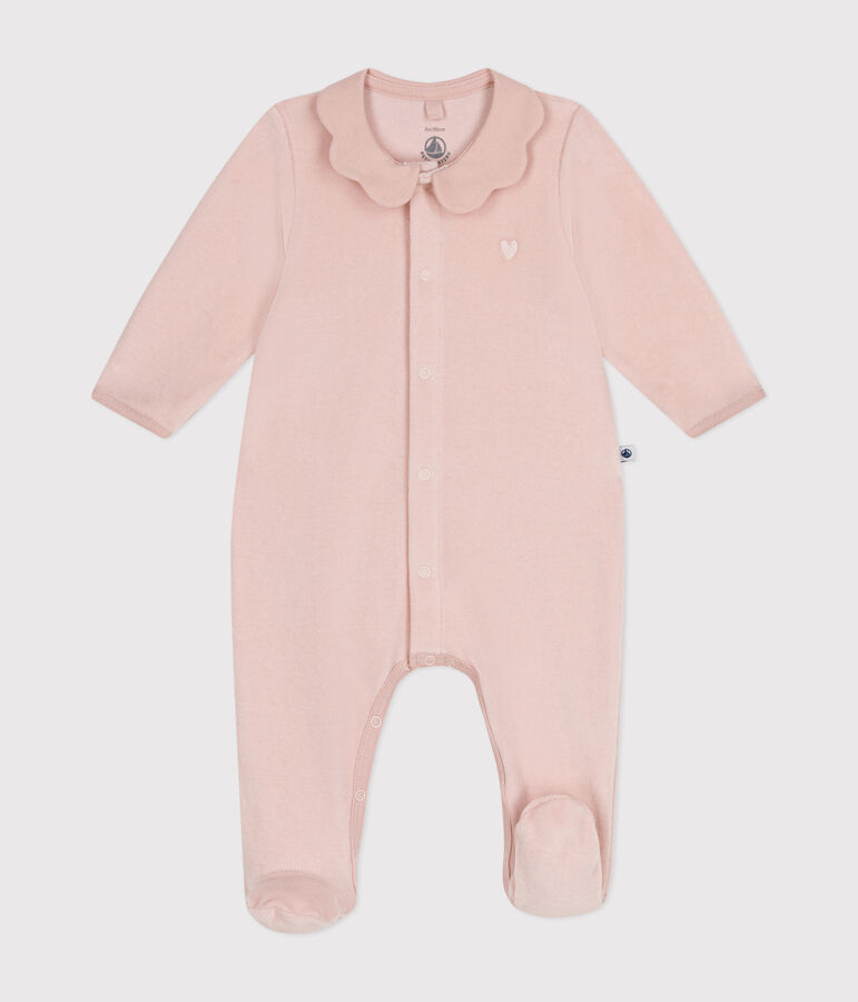 Pyjama en velours b&eacute;b&eacute; rose SALINE