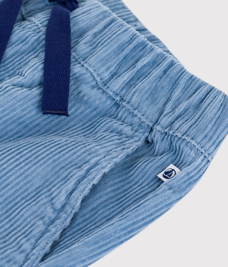 Pantalon enfant en velours uni bleu ADRIATIC