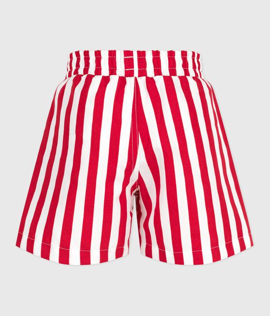 Short de bain enfant à rayures rouge MARSHMALLOW/ SPI