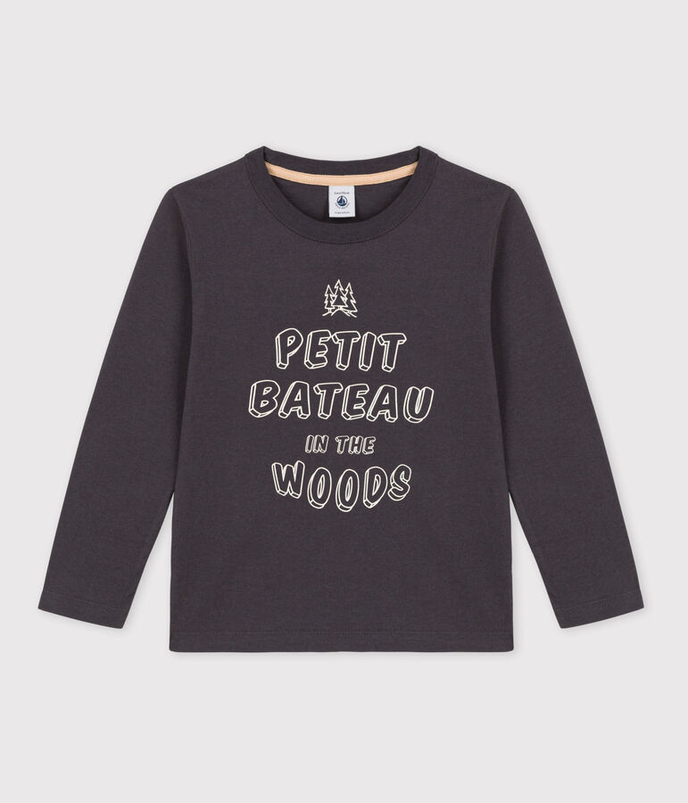 Tee-shirt manches longues en coton enfant gar&ccedil;on gris
