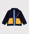 Veste enfant en sherpa unie colorblock bleu marine