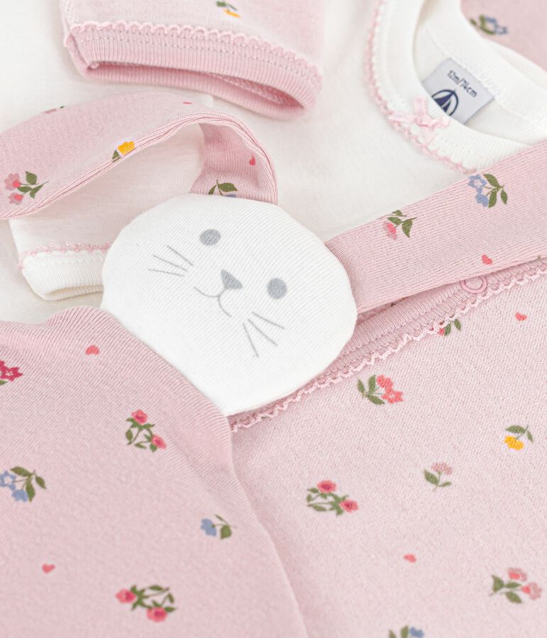 Lot cadeau b&eacute;b&eacute; en velours imprim&eacute; fleuri variante 1