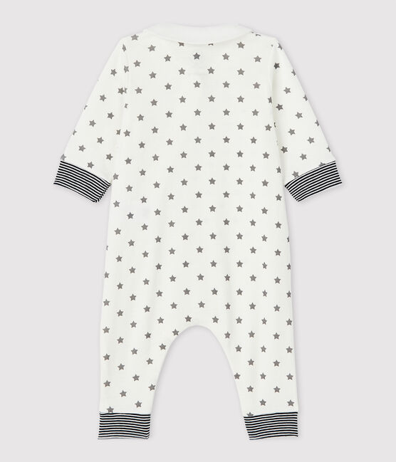 Dors-bien sans pieds zippé à étoiles bébé en coton biologique blanc MARSHMALLOW/gris GRIS