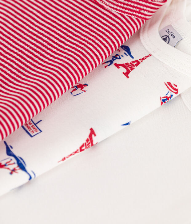 Lot de 3 bodies manches courtes Paris en coton multicouleur