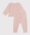 Ensemble cardigan et pantalon en molleton bébé rose SALINE