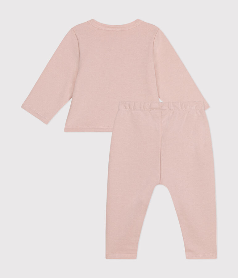Ensemble cardigan et pantalon en molleton b&eacute;b&eacute; rose SALINE