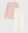 Pyjama petite fille en coton rose SALINE/blanc MULTICO