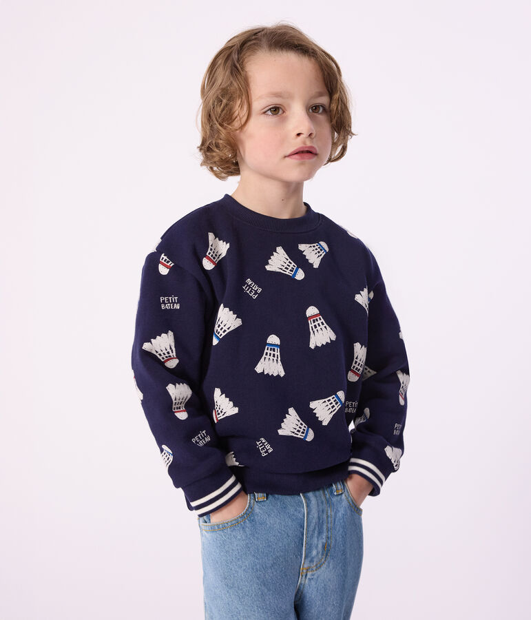 Sweatshirt enfant en coton imprim&eacute; bleu SOIR/ MULTICO