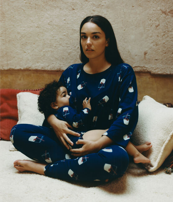 Pyjama allaitement Tajinebanane x Petit Bateau bleu MEDIEVAL/blanc MULTICO