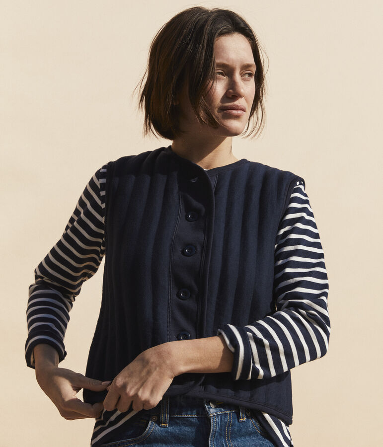 Cardigan sans manches moelleux Femme bleu