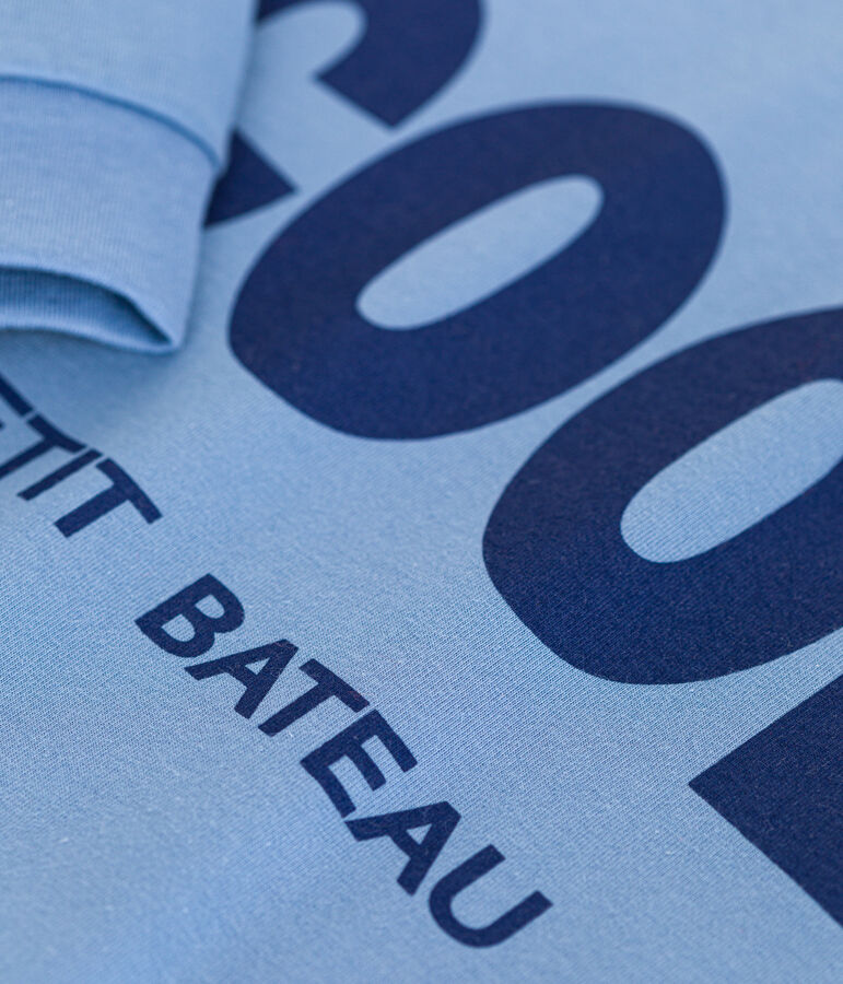 Tee-shirt manches longues en jersey fin enfant gar&ccedil;on bleu BEACH