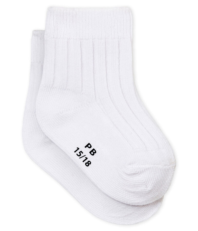 Chaussettes en c&ocirc;tes b&eacute;b&eacute; mixtes blanc
