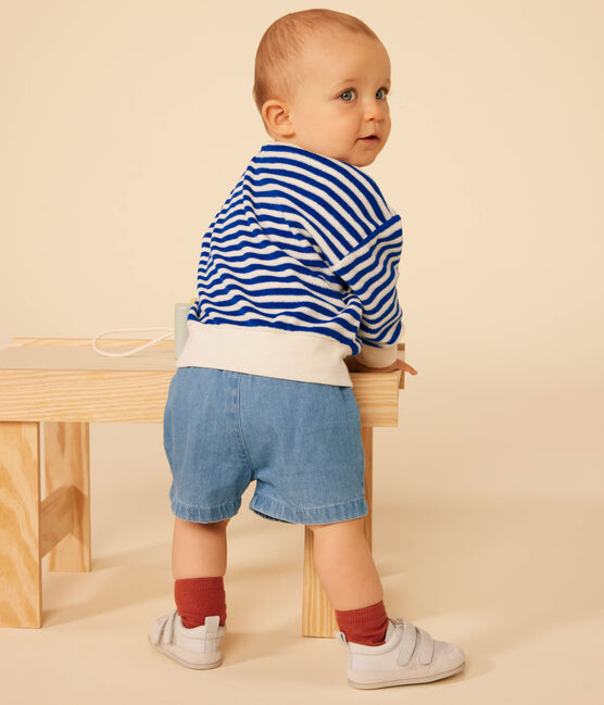 Sweatshirt en bouclette éponge bébé bleu SURF/ AVALANCHE