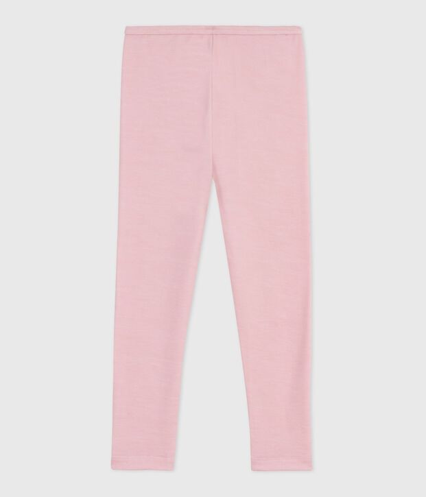 Legging enfant en laine et coton uni rose clair