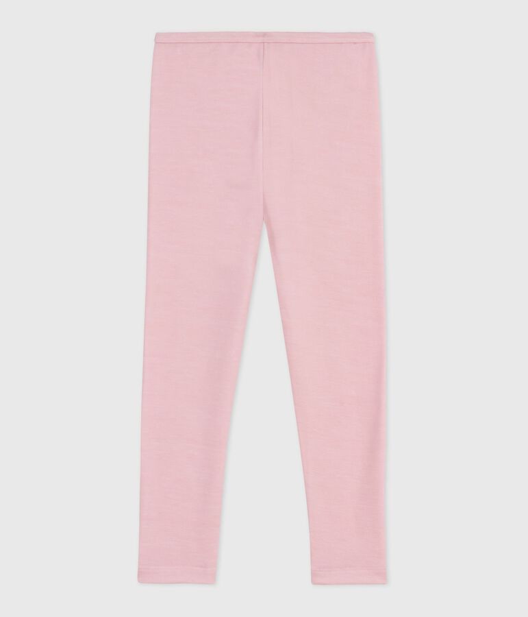 Legging enfant en laine et coton uni rose