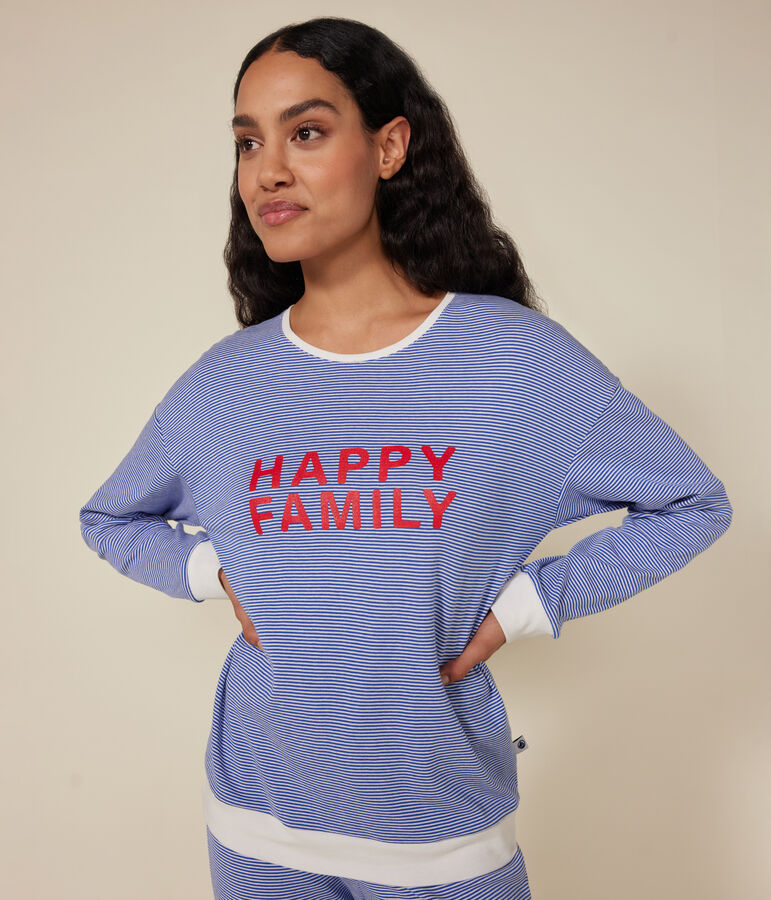 Pyjama en coton ray&eacute; femme bleu CALVIN/ MARSHMALLOW