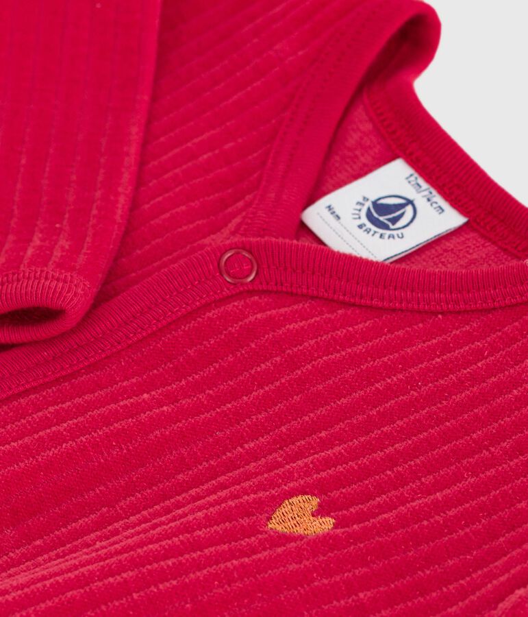 Pyjama b&eacute;b&eacute; en velours uni rouge