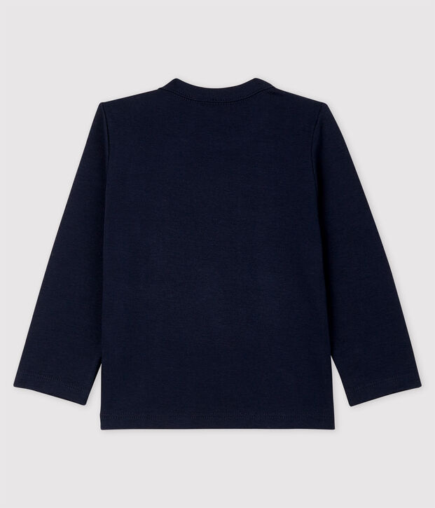 Tee-shirt manches longues en coton b&eacute;b&eacute; gar&ccedil;on bleu marine