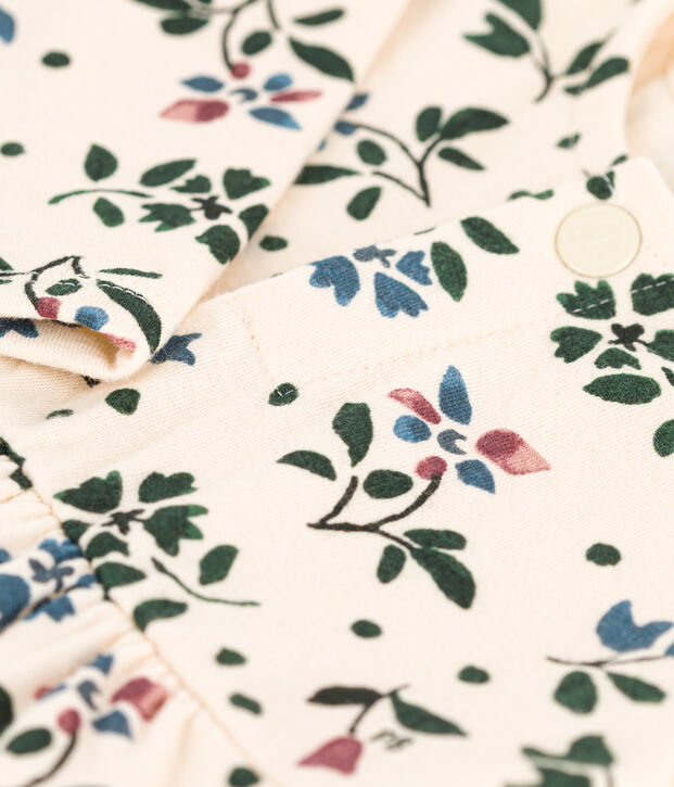 Robe manches longues b&eacute;b&eacute; imprim&eacute; fleuri en tubique &eacute;cru/multicouleur