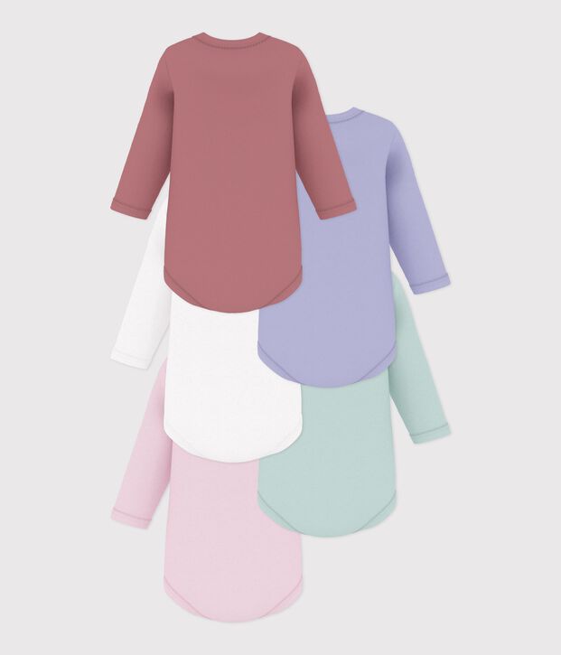 Lot de bodies manches longues en coton uni b&eacute;b&eacute; multicouleur