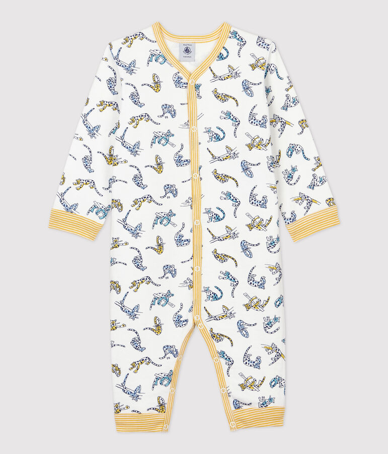 Dors-bien sans pieds b&eacute;b&eacute; imprim&eacute; panth&egrave;res en coton blanc MARSHMALLOW/blanc MULTICO