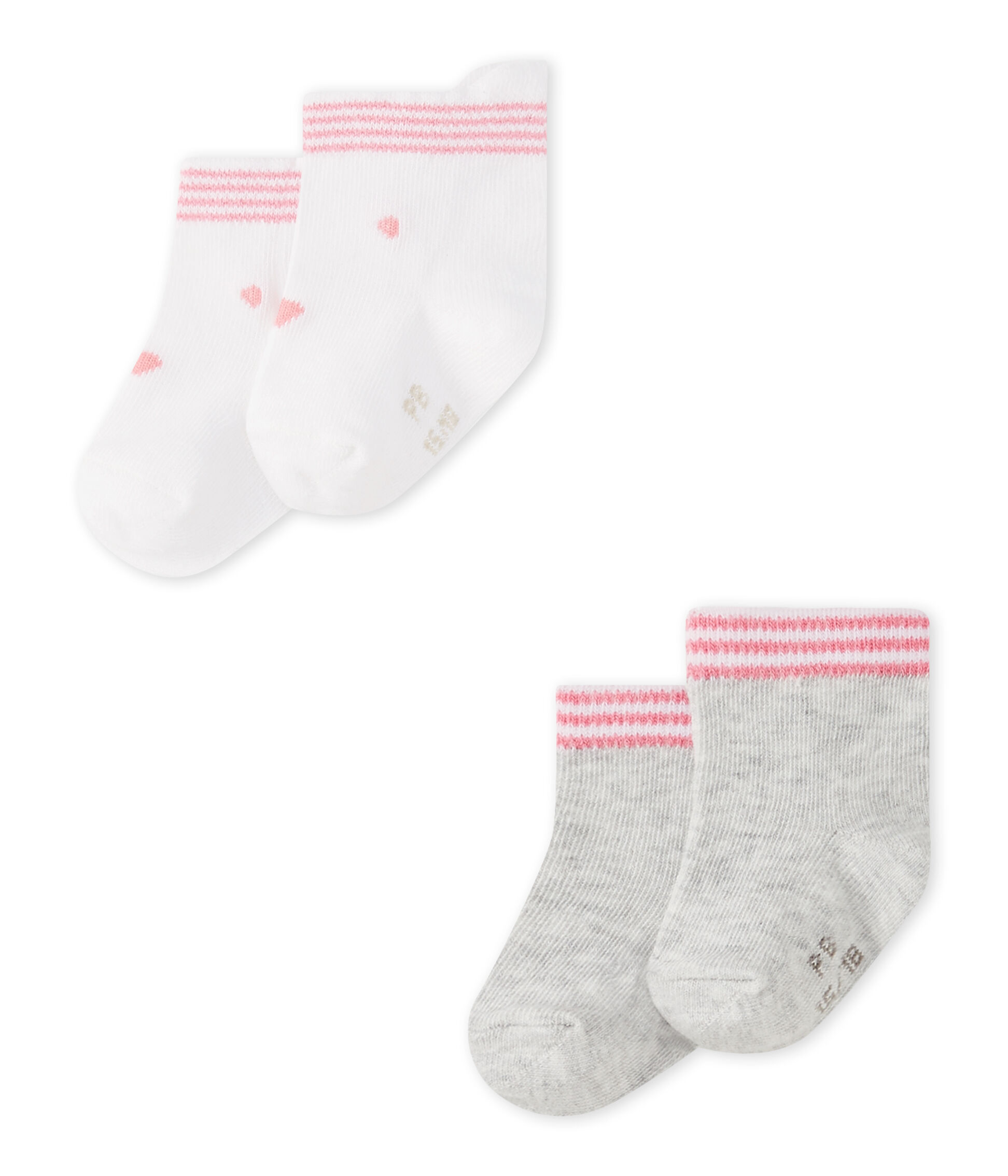 Petit Bateau Lot De 2 Paires Chaussettes Bébé Fille - Jersey Coton Doux & Résistant - Bords Côtes Parfaits