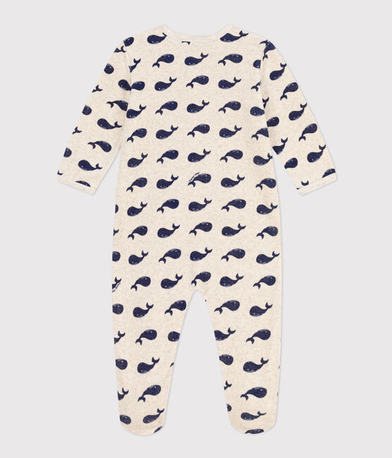Pyjama baleines marines en velours beige MONTELIMAR/bleu MEDIEVAL