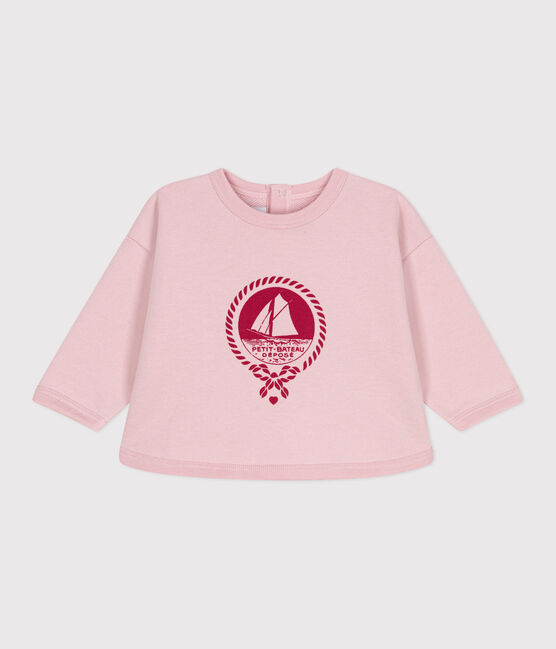 Sweatshirt bébé en coton motif Petit Bateau vintage rose JOLI