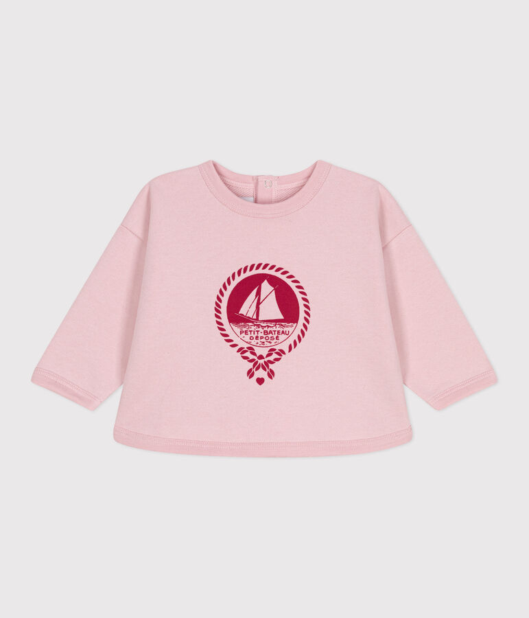 Sweatshirt b&eacute;b&eacute; en coton motif Petit Bateau vintage rose