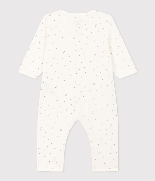 Pyjama b&eacute;b&eacute; &eacute;toiles en coton sans pieds blanc/gris