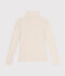 Tee-shirt l'iconique col roulé en côte fantaisie femme beige MONTELIMAR CHINE