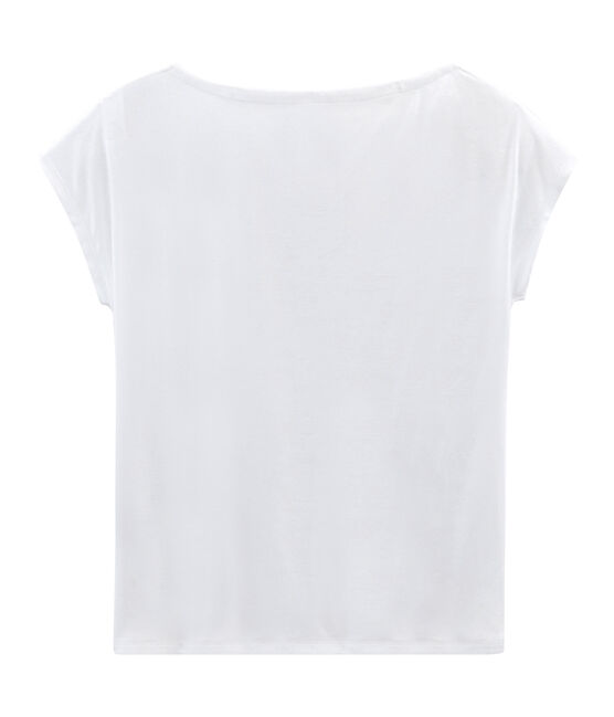 Tee-shirt manches courtes femme en coton sea island blanc ECUME