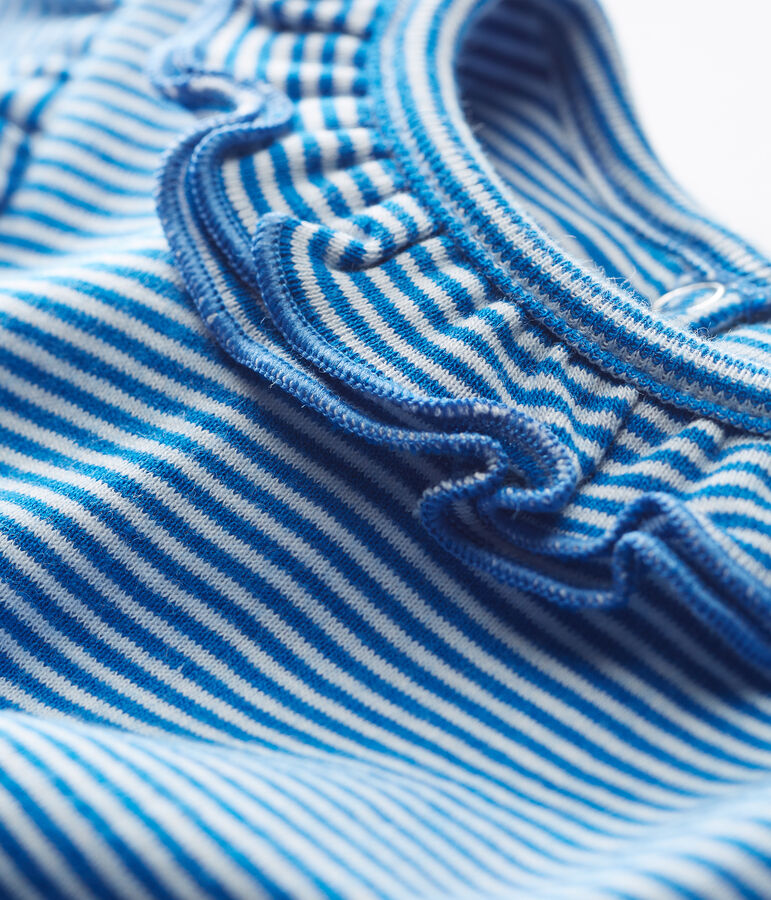 Blouse manches courtes b&eacute;b&eacute; fille ray&eacute;e bleu/blanc