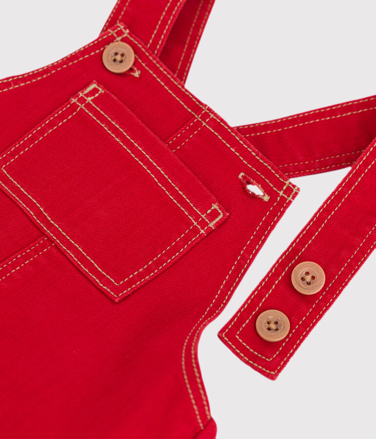 Salopette longue b&eacute;b&eacute; en denim rouge