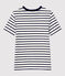 Tee-shirt L'ICONIQUE col rond en coton Femme blanc MARSHMALLOW/bleu SMOKING
