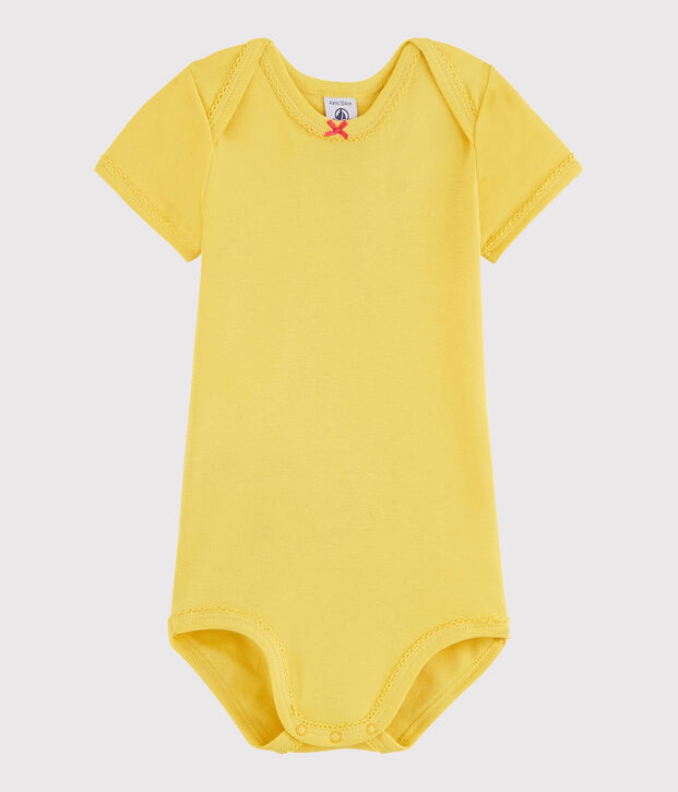 Body manches courtes b&eacute;b&eacute; fille jaune