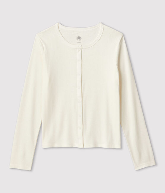Cardigan en coton/lin uni Femme blanc MARSHMALLOW