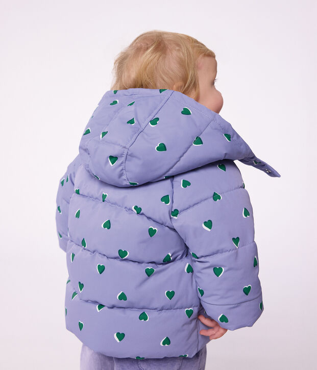 Doudoune b&eacute;b&eacute; en polyester imprim&eacute; animalier violet/multicouleur