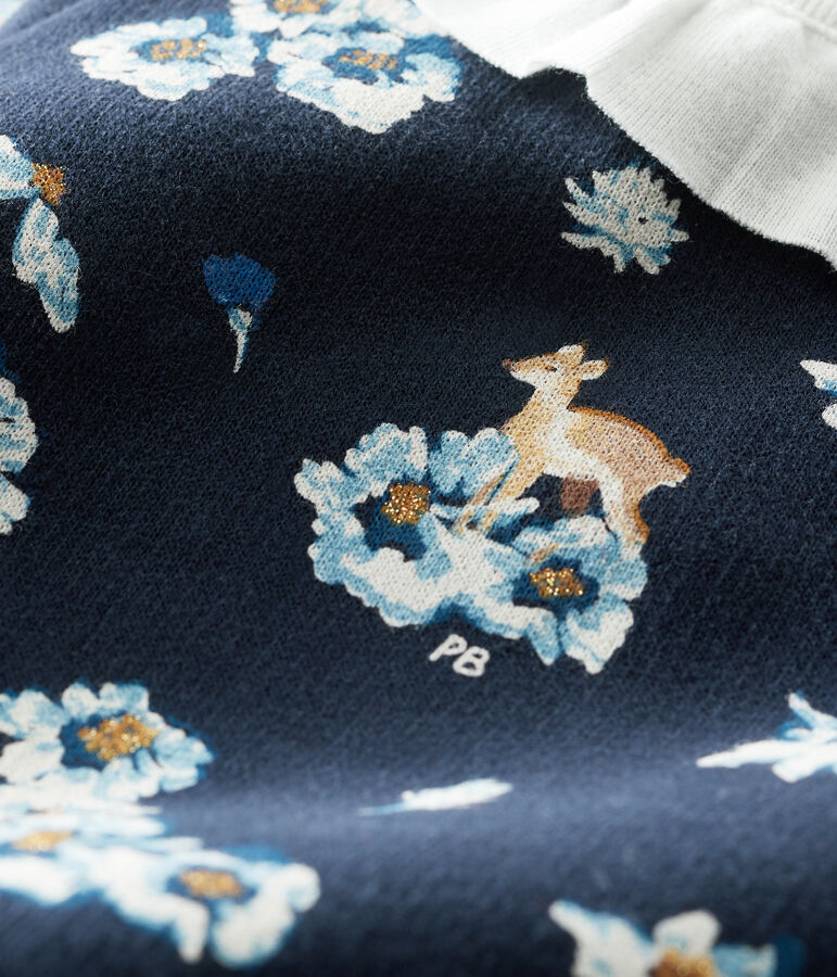 Robe manches longues b&eacute;b&eacute; fille imprim&eacute;e bleu/multicouleur