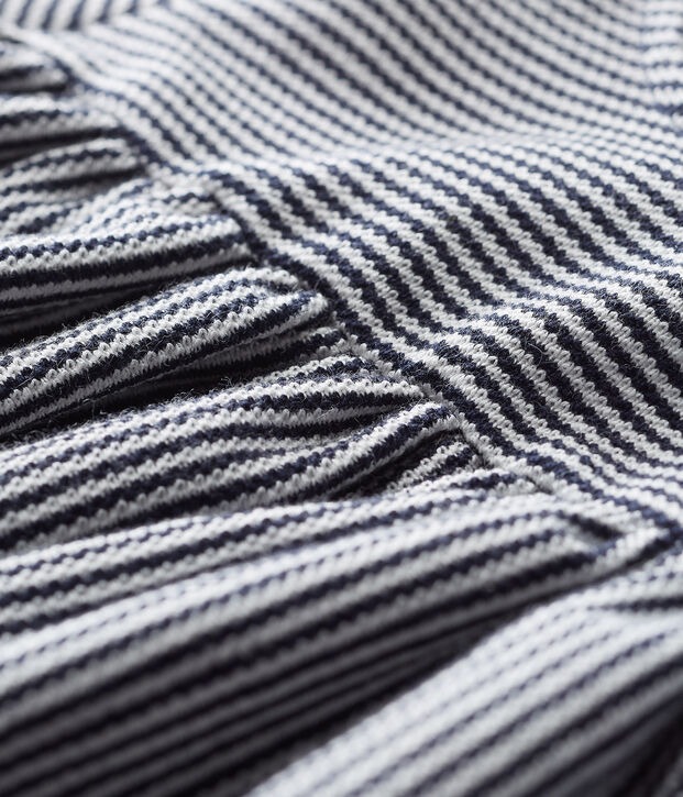 Robe manches courtes milleraies b&eacute;b&eacute; fille bleu/blanc