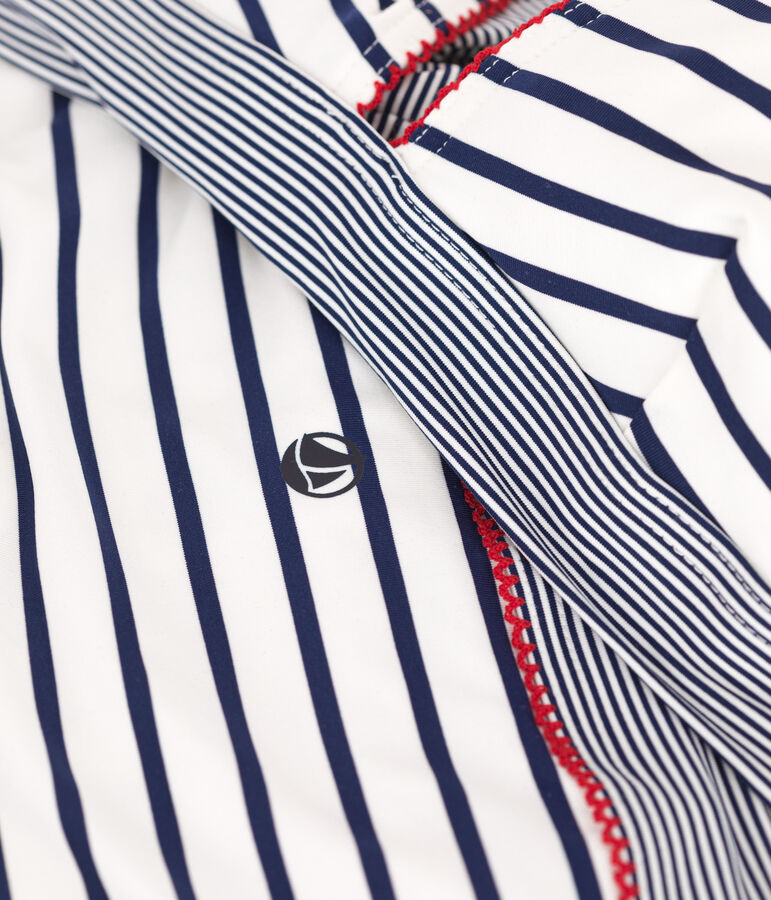 Maillot de bain deux pi&egrave;ces femme &agrave; rayures blanc MARSHMALLOW/bleu MEDIEVAL