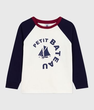 Tee-shirt enfant manches longues en coton imprimé colorblock