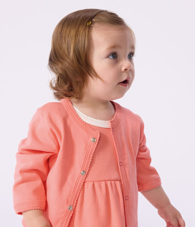 Cardigan b&eacute;b&eacute; en coton uni corail