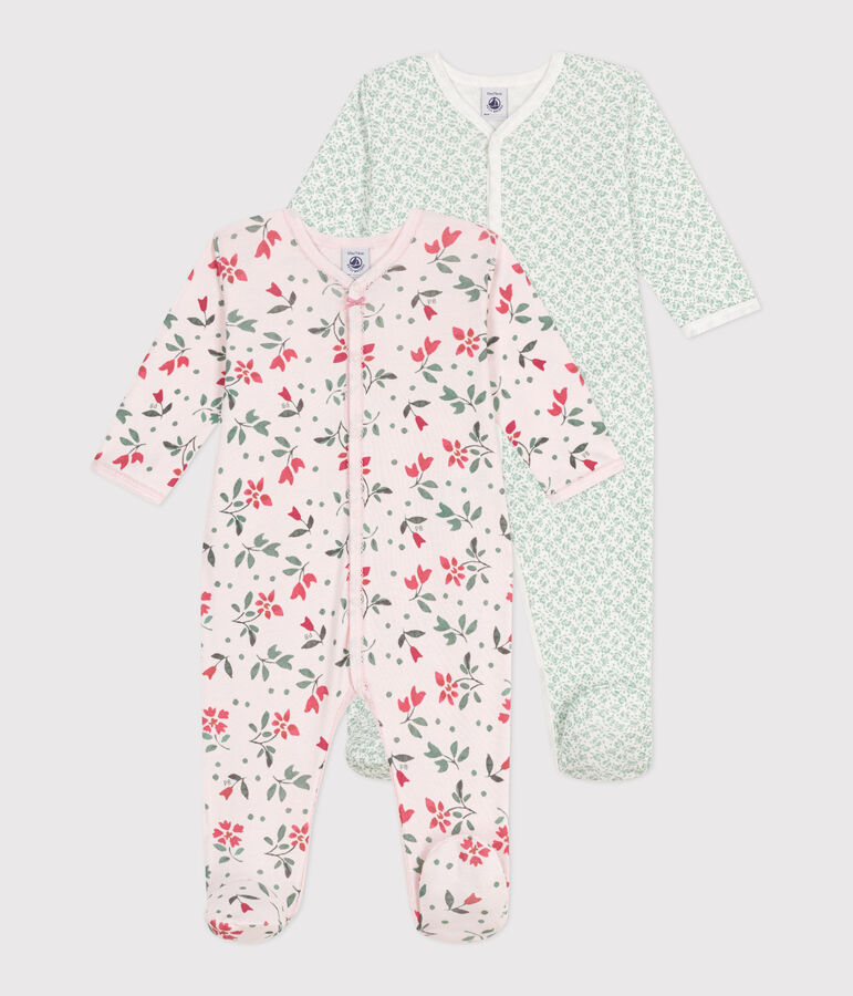 Lot de 2 pyjamas b&eacute;b&eacute; en coton fleuris variante 1