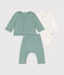 Ensemble 3 pièces en velours bébé vert PAUL