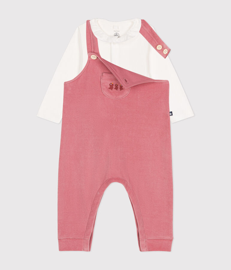 Ensemble salopette en velours b&eacute;b&eacute; rose ROSEWOOD
