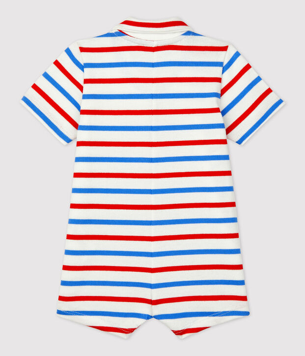 Combinaison courte en jersey &eacute;pais b&eacute;b&eacute; blanc/multicouleur