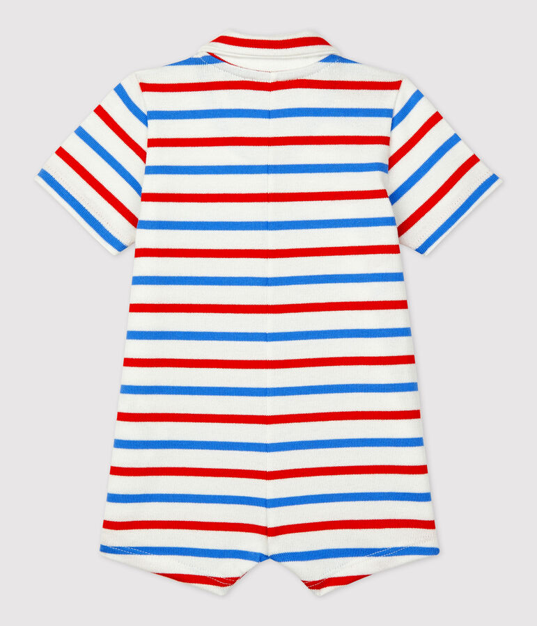 Combinaison courte en jersey &eacute;pais b&eacute;b&eacute; blanc MARSHMALLOW/blanc MULTICO