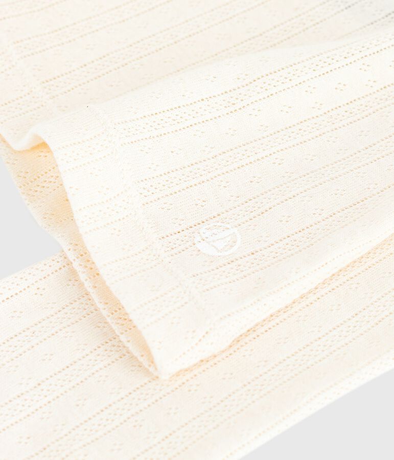 Tee-shirt femme l'iconique en coton ajour&eacute; manches longues &eacute;cru MILK